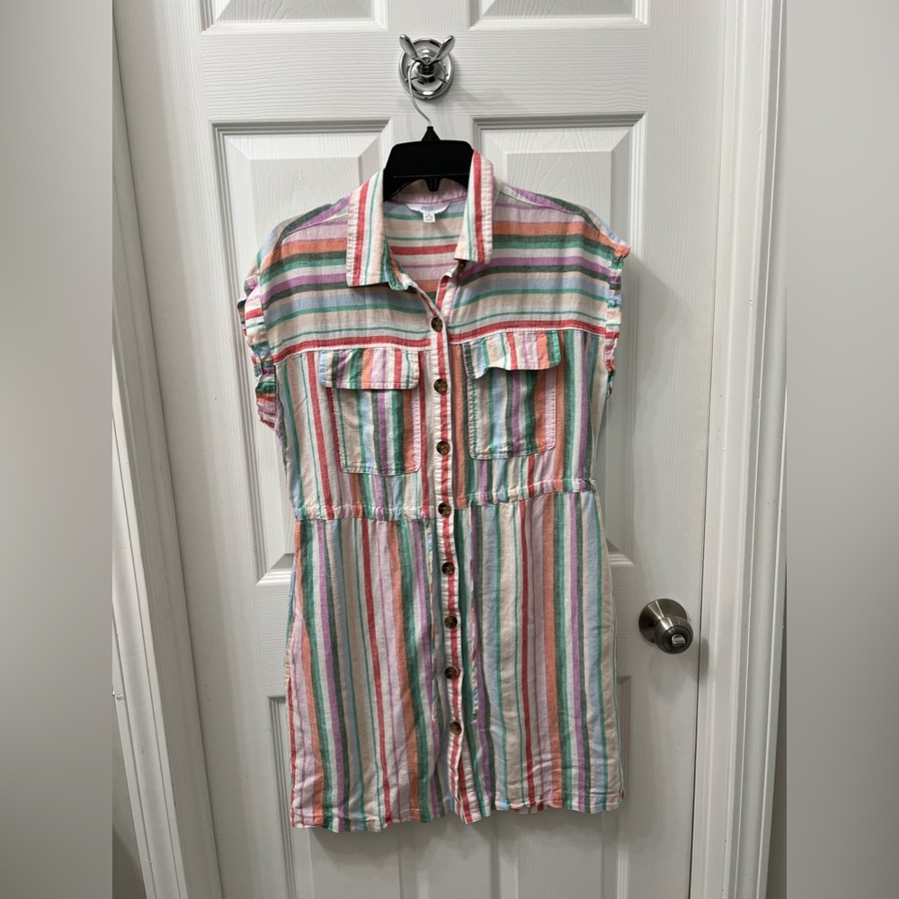 Time and Tru multicolored summer shirt dress size medium (8-10)
